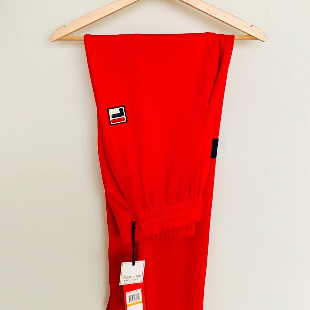 FILA Heritage retro women's tennis track warmup pants Red Small NWT ‘70s style